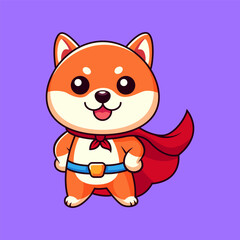 Cute shiba inu dog super hero cartoon vector icon illustration