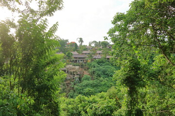 living houses in green surrounding at Campuhan Ridge Walk near Ubud, Bali, Indonesia