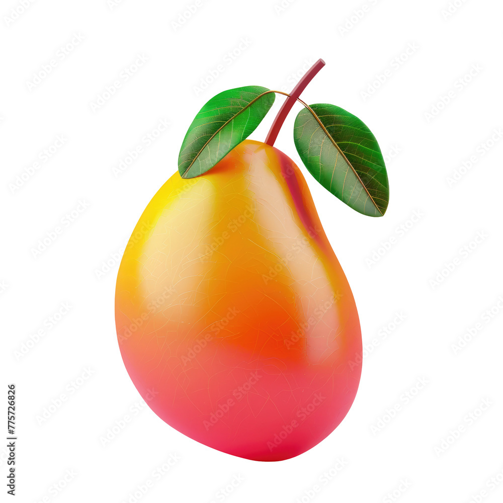 Poster a pear with a leaf on a transparent background