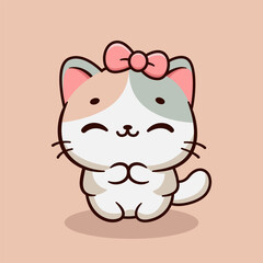 Cute cat kawaii doodle vector icon illustration