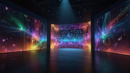 background with lights vibrant holographic room 