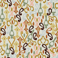 abstract seamless motif fabric patterns, abstract ikat, carpet, fabric, batik	
