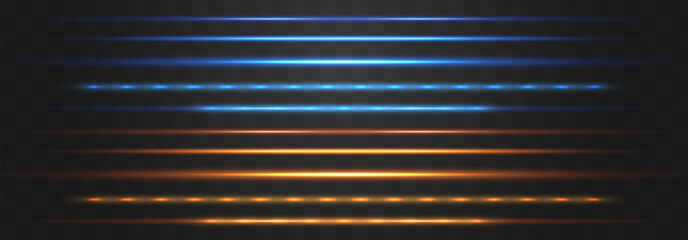 Fototapeta premium Abstract lights lines on png. Vector laser beams. Glowing streaks on dark background. Luminous neon lines isolated on trasparent backgound