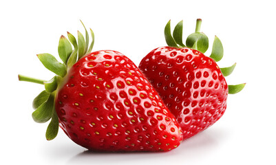 strawberries isolated on white background. One strawberry