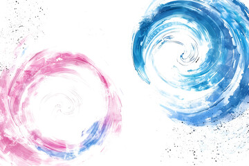 Pastel pink and blue watercolor swirl on transparent background.