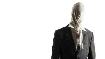 Headless Man Figure Isolated on White Background - obrazy, fototapety, plakaty