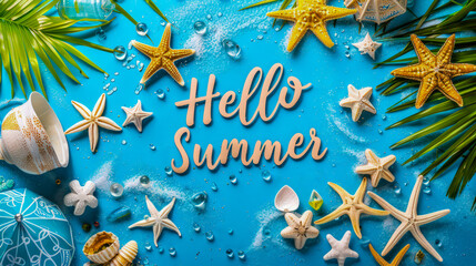 Hello summer background, beach, sea holiday