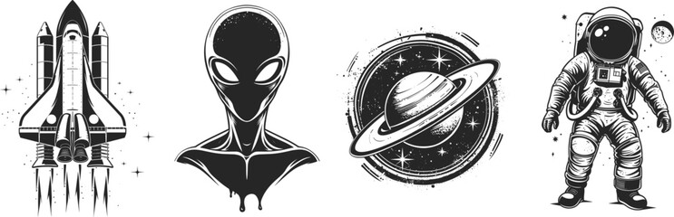 Set of space and astronomy, vector illustration.