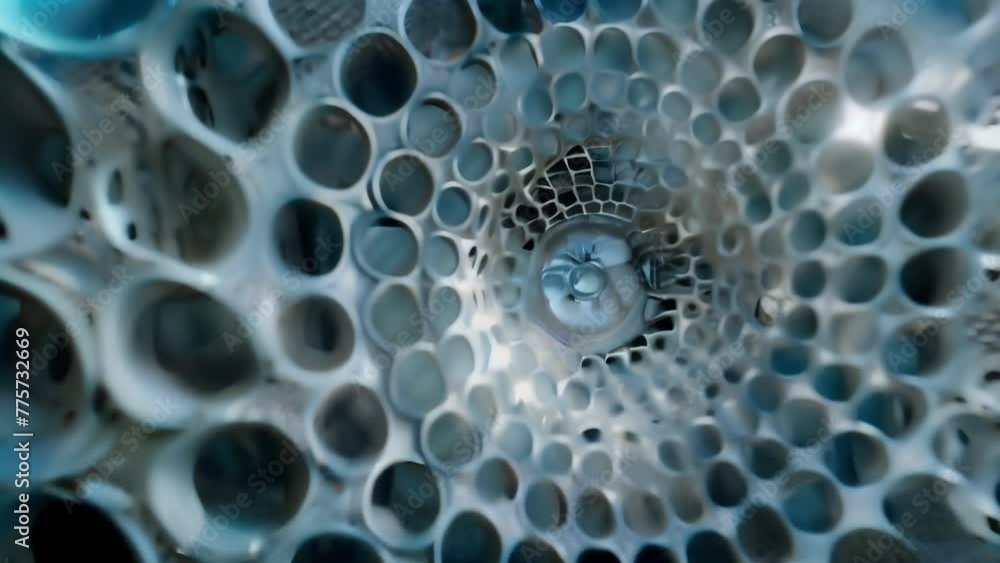 Poster a zoomedin view of a single diatom shell showcasing the intricate and detailed architecture of its s