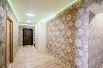 standard room interior apartment. room doors, renovation corridor lobby entrance hall