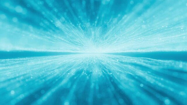 Seamless reversible loop with wave of blinking dots flying through space. Loopable abstract light blue background. AI, cyberspace,big data transfer,metaverse. Consciousness and artificial intelligence