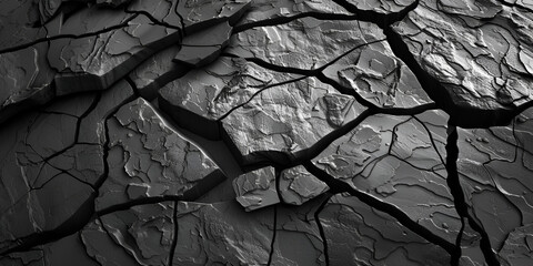 Top Down View Of Earthquake S Devastating Effect Ground Cracks And Crushed Texture On A Black Background - obrazy, fototapety, plakaty