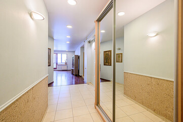 standard room interior apartment. room doors, renovation corridor lobby entrance hall