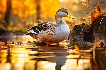 Fotobehang mallard duck near the pond © petro