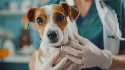 jack russell terrier puppy in vet