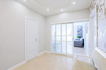 standard room interior apartment. room doors, renovation corridor lobby entrance hall