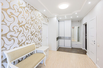 standard room interior apartment. room doors, renovation corridor lobby entrance hall