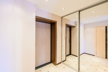 standard room interior apartment. room doors, renovation corridor lobby entrance hall