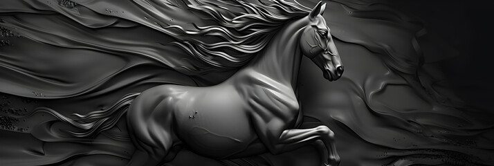 Majestic Black Horse on Clean Background AI Generated Image - obrazy, fototapety, plakaty