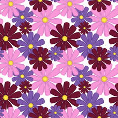 Floral design. Seamless pattern. Burgundy, pink purple.