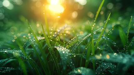 Fototapeta na wymiar Witness the quiet elegance of a raindrop sliding down a blade of grass, its journey captured in stunning 8K resolution.