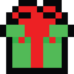 Pixel art christmas gift box icon