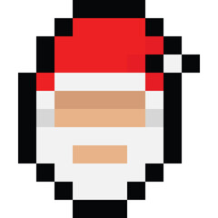 Pixel art christmas santa claus head icon