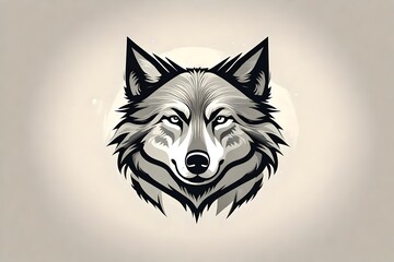 A high-definition snapshot of a minimalistic vector logo featuring a wolf, perfectly embodying...