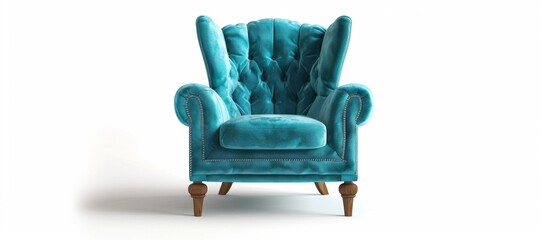 Blue chair against a white backdrop