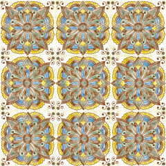 Traditional Ukrainian ornament, Kosiv ceramics, Seamless pattern