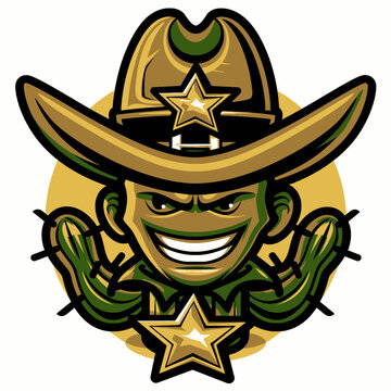 Cactus Sheriff Logo Illustration