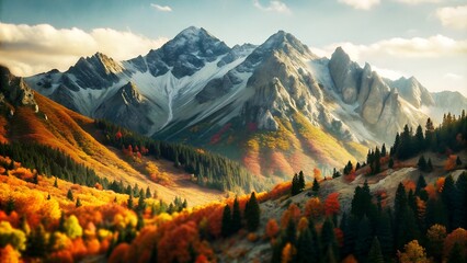 Autumn Elegance in the Mountains: Rich Colors and Natural Beauty Stock