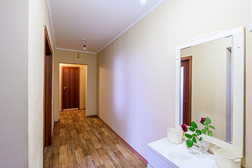 standard room interior apartment. room doors, renovation corridor lobby entrance hall