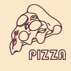Pizza.  Vector illustration with risograph print effect. Design element for advertising, posters, prints for clothing, banners, covers, websites, social networks, logo, menu