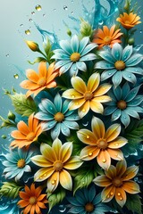 Obraz premium Bouquet of colorful bright flowers