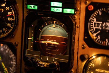Artificial horizon in aircraft cockpit