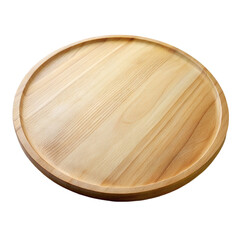 Wooden pizza plate isolated on transparent background.