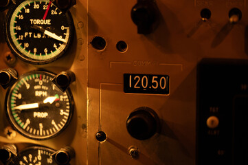 Radio frequency dial in aircraft cockpit