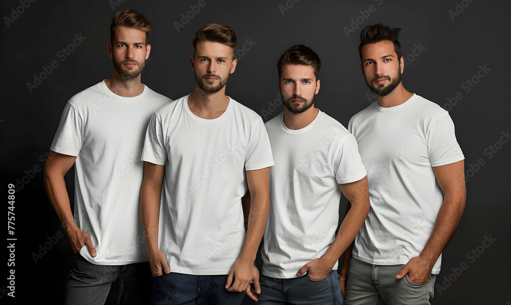 Wall mural studio Photo men fashion tshirt mockup group