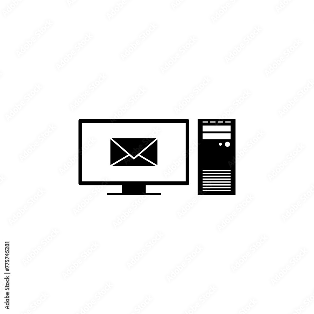 Poster new email on computer flat vector icon. simple solid symbol isolated on white background