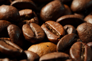 Macro photography of roasted coffee beans