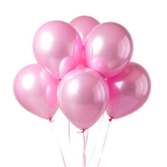 Pink balloons isolated on transparent background.