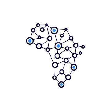 Map of Africa formed of Connecting Dots Logo Design