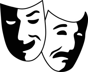 Theatre masks clip art icon isolated