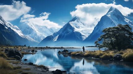 Symphony of Curves: Milford Sound Unfurls - Lush Greenery Framing Majestic Peaks