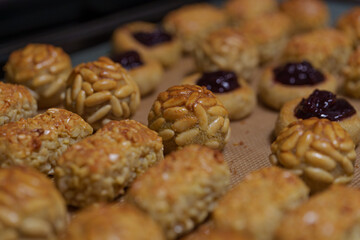 Detail of the baked panellets ready to eat