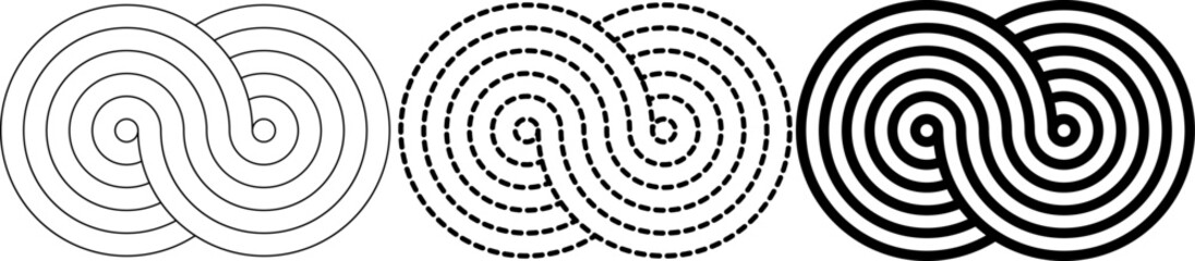 Black white Stripe infinity icon set