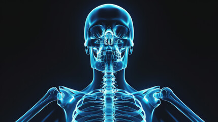 A vivid blue X-ray image revealing the robust structure of healthy human bones