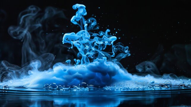 Blue Liquid Floating in Water