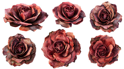 Grandiflora Rose Digital Art 3D Illustration: Elegant Floral Design with Transparent Background for Modern Graphic Projects